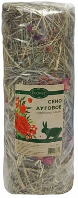 ECOPET Сено луговое с  лепестками роз и ягодами рябины400 г