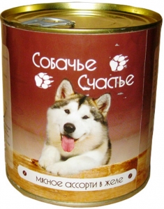 Собачье счастье консервы в желе (мясн.ассорти)