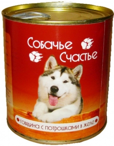 Собачье счастье консервы в желе (говяд/потр)