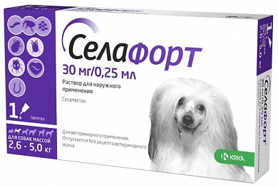 Селафорт 30 мг  капли для собак массой 2,6-5кг