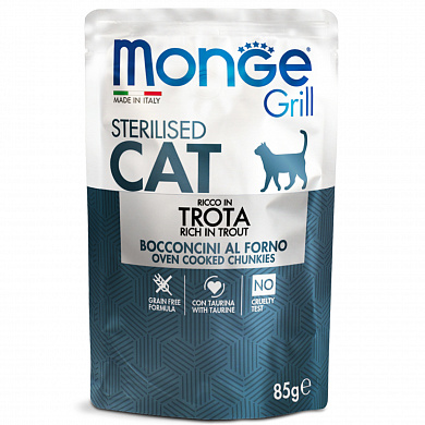 Monge Cat Grill для стерилизованных кошек, с Форелью, паучи 85 г