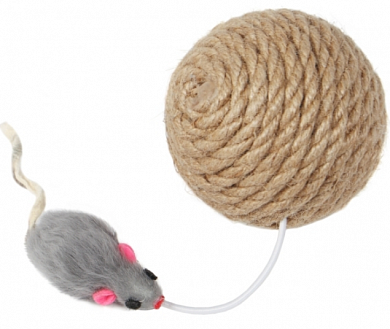PERSEILINE игрушка-когтеточка для кошек шар Джут с мышкой,8см