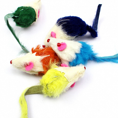 PERSEILINE Игрушка для кошек мышь натуральный мех, с кошачьей мятой, цветная
