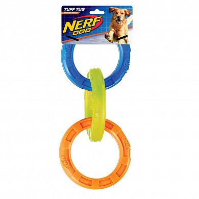 NERF, Игрушка для собак, Кольца-грейфер, цвет сине-оранжево-жёлтый, 29 см