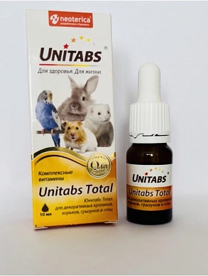 UNITABS Жидкие витамины Тотал для кроликов, птиц и грызунов, 10 мл