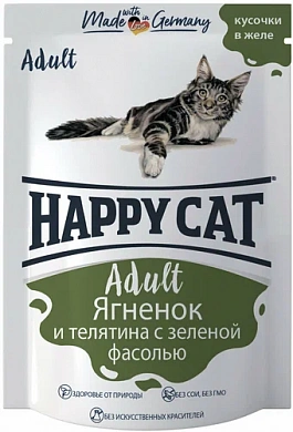 Happy Cat Ягненок/телятина/фасоль, пауч
