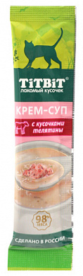 TitBit Крем-суп для кошек с кусочками телятины 10гр