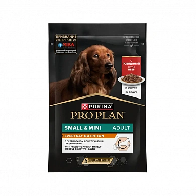 Pro Plan для взрослых собак для мелких пород с говядиной, в соусе, 85 г