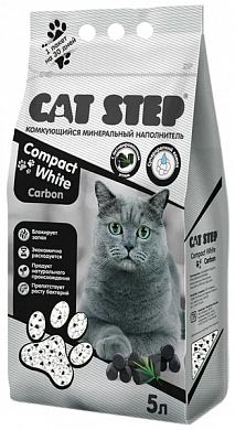 Cat Step Compact Whiter Carbon комкующийся наполнитель, 5 л
