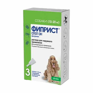 Фиприст Спот Он капли на холку для собак 10-20 кг