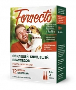 Forsecto капли от блох и клещей для собак 5-10кг,2пипетки/уп