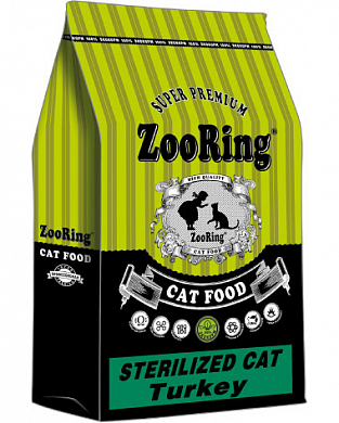 ZOORING STERILIZED CAT Для стерилизованных кошек и кастрированных котов с Индейкой