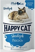 Happy Cat Sterilized Лосось кусочки в желе, пауч