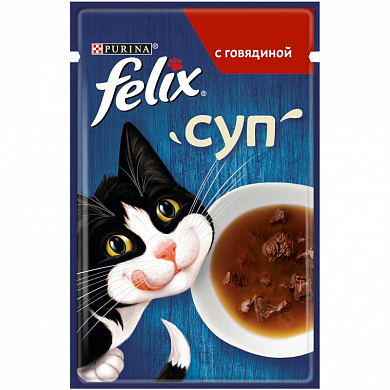 Феликс суп для взрослых кошек с говядиной