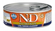 Farmina N&D Pumpkin консервы для кошек Ягнёнок с тыквой и черникой консервы