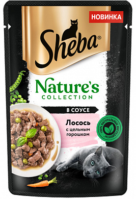 Sheba Nature`s  в соусе Лосось сцелым горошком,пауч 75гр