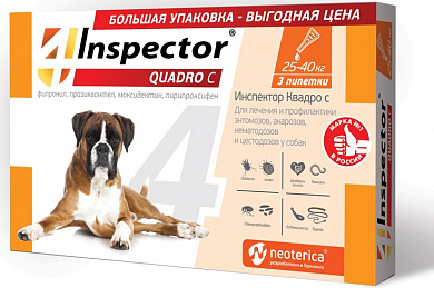  INSPECTOR QUADRO капли на холку для собак 25-40,3пип/уп