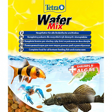 Tetra Wafer Mix таблеткиосновной с креветкой для ракообразных и травоядных донных рыб