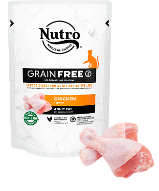 Nutro Grain Free консервированный корм для кошек Курица,70гр