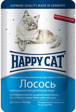 Happy Cat Лосось в ломтиках, пауч