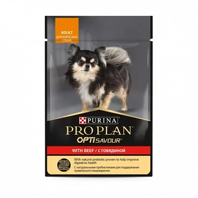 Pro Plan для взрослых собак для мелких пород с говядиной, в соусе, 85 г