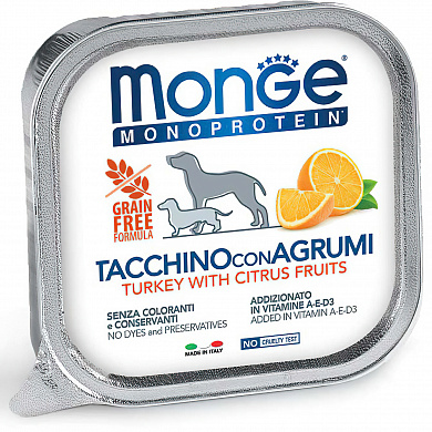 Monge Dog Monoprotein Solo(паштет индейка  и цитрус)