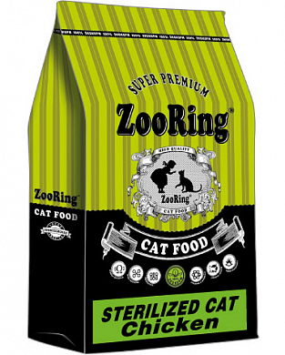 ZOORING STERILIZED CAT Для стерилизованных кошек и кастрированных котов с Курицей