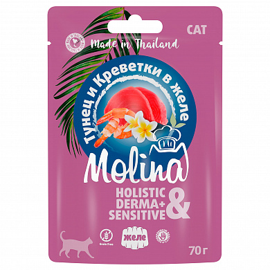 Molina (Молина) Пауч для котят и кошек  Тунец и Креветки в желе