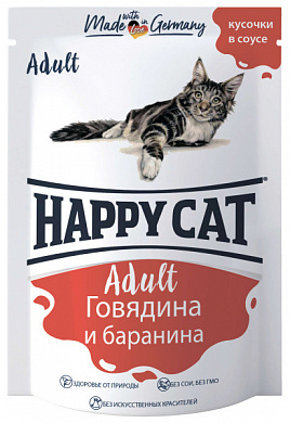 Happy Cat Говядина и Баранина кусочки в соусе